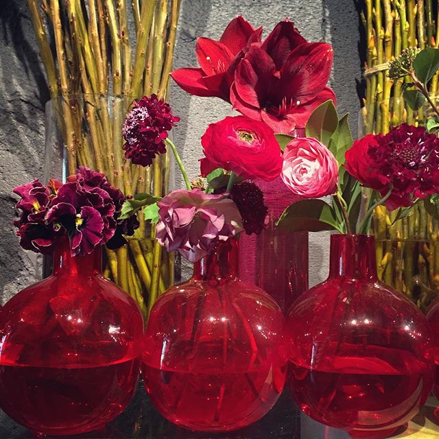 バレンタインデーの贈り物に。真っ赤な花瓶と真っ赤なお花はいかがですか？